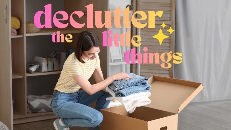 Woman Decluttering and Organizing.